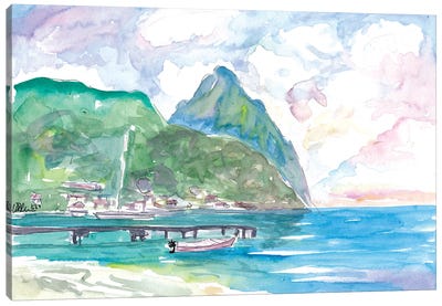 Amazing View Of Piton In Saint Lucia Canvas Art Print - Island Art