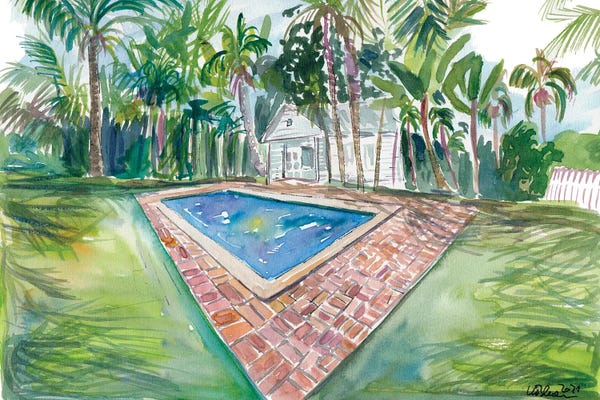 Markus & Martina Bleichner: Blue Backyard Pool With Conch House In Key West Fl by Markus & Martina Bleichner