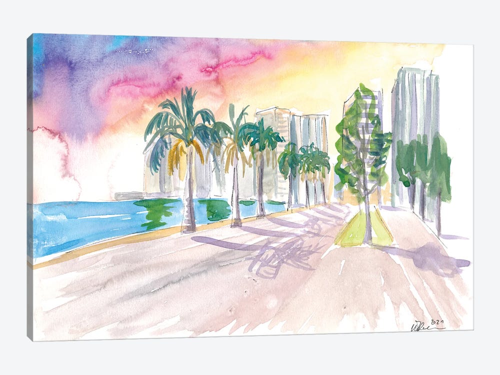 Miami Florida Bayfront Park Afternoon Walk by Markus & Martina Bleichner 1-piece Canvas Wall Art