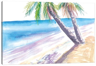 Shadow In Caribbean Sun On White Beach Canvas Art Print - Tropical Beach Art