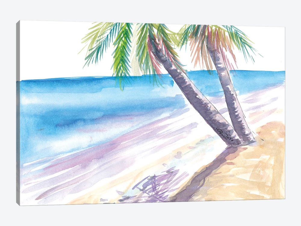 Shadow In Caribbean Sun On White Beach by Markus & Martina Bleichner 1-piece Canvas Art Print
