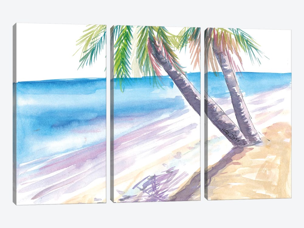 Shadow In Caribbean Sun On White Beach by Markus & Martina Bleichner 3-piece Canvas Art Print