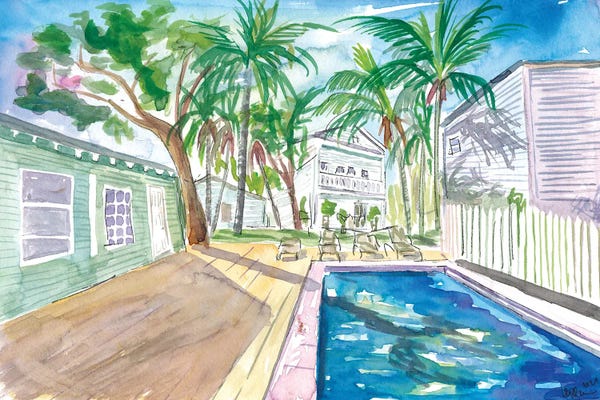 Key West: White Fences In Key West With Conch Pool In The Sun by Markus & Martina Bleichner