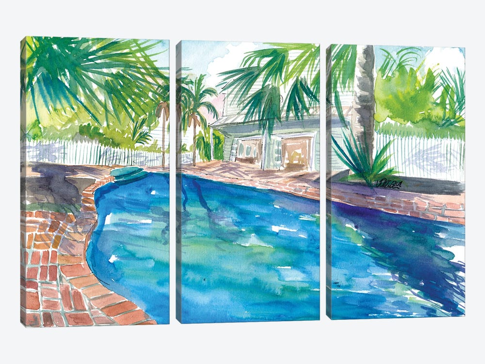 Magic Blue Pool In Remote Key West Florida 3-piece Canvas Art