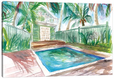 Zen And Serenity Pool With In Key West Fl Canvas Art Print - Swimming Art