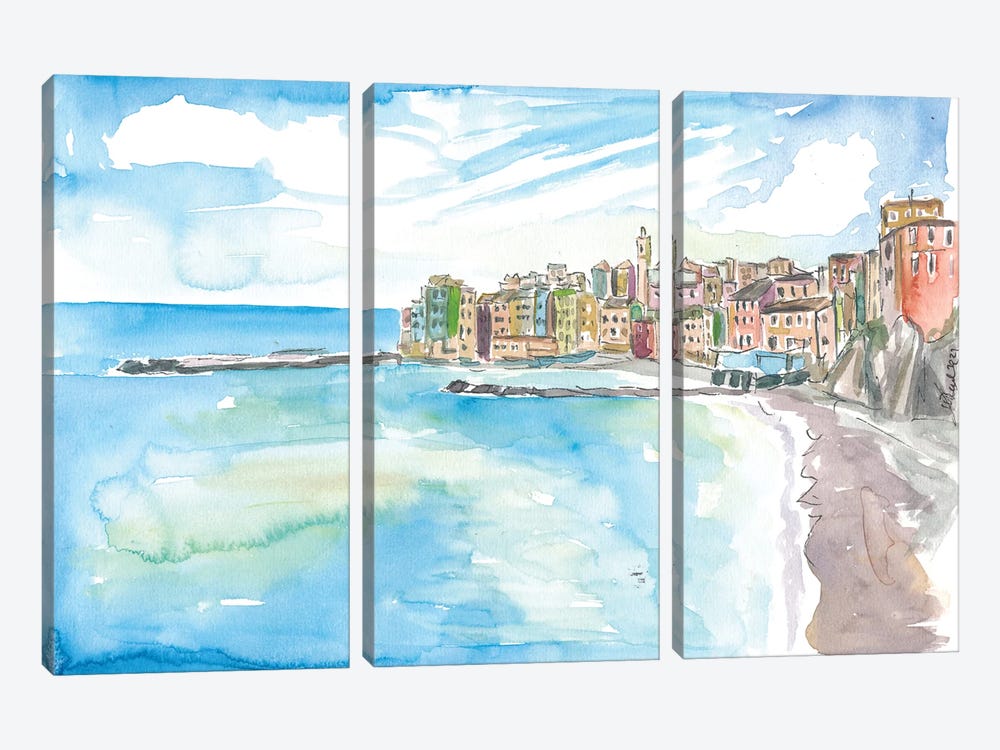 Bogliasco Bay Genoa Amazing Gulf Of Paradise View by Markus & Martina Bleichner 3-piece Canvas Wall Art