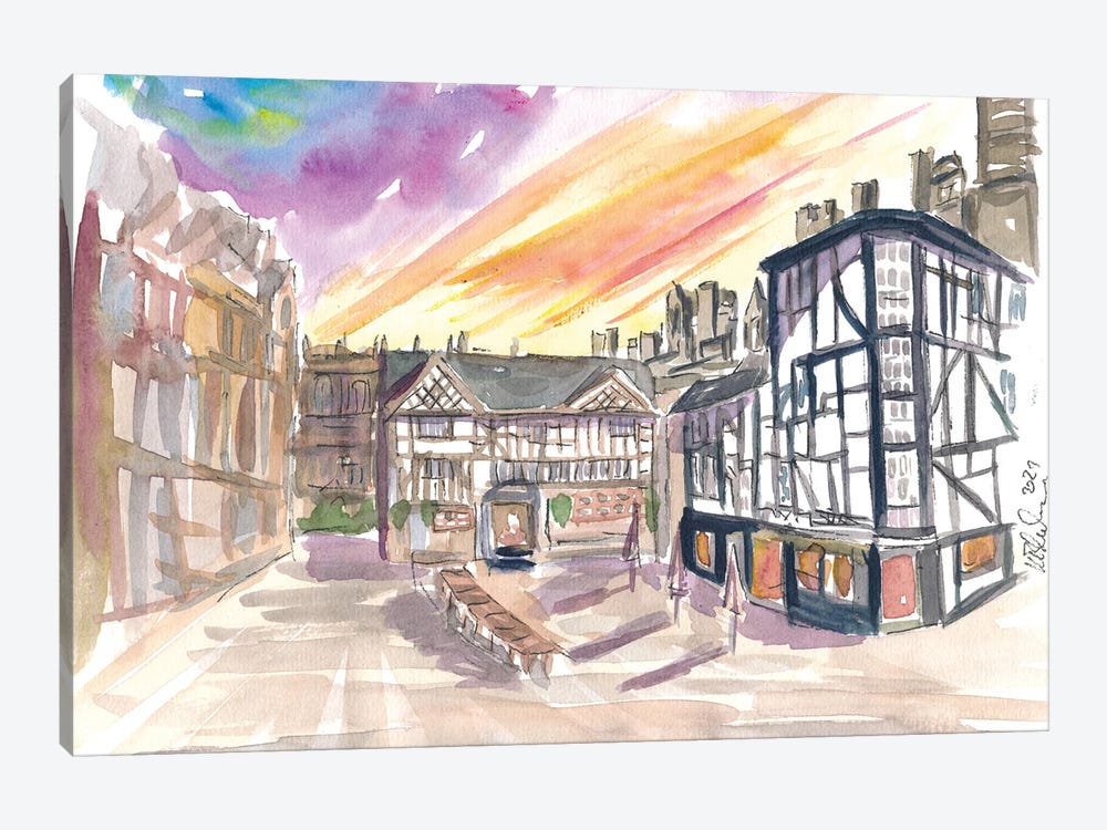 The Shambles Square In Manchester England by Markus & Martina Bleichner 1-piece Canvas Print