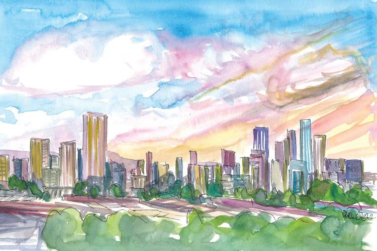 Manchester England Spectacular Skyline At Sunset by Markus & Martina Bleichner wall art
