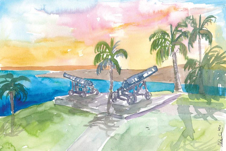 Tobago Fort George With Cannons At Sunrise