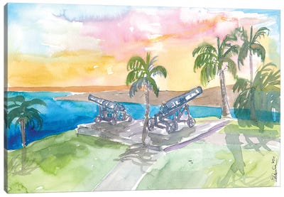 Tobago Fort George With Cannons At Sunrise Canvas Art Print - Trinidad & Tobago