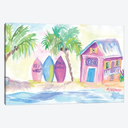 Surf Beach Bar With Boards In Key West Canvas Print #MMB475} by Markus & Martina Bleichner Art Print