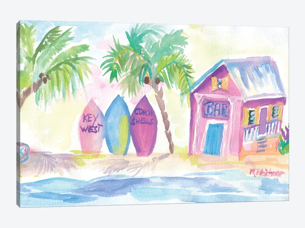 Surf Beach Bar With Boards In Key West by Markus & Martina Bleichner 1-piece Canvas Artwork