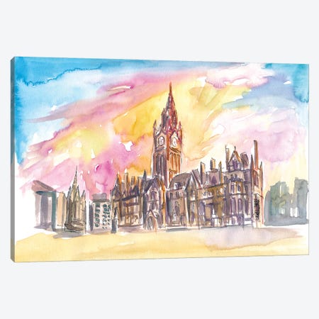 Manchester England Town Hall In Warm Sunlight Canvas Print #MMB478} by Markus & Martina Bleichner Canvas Wall Art