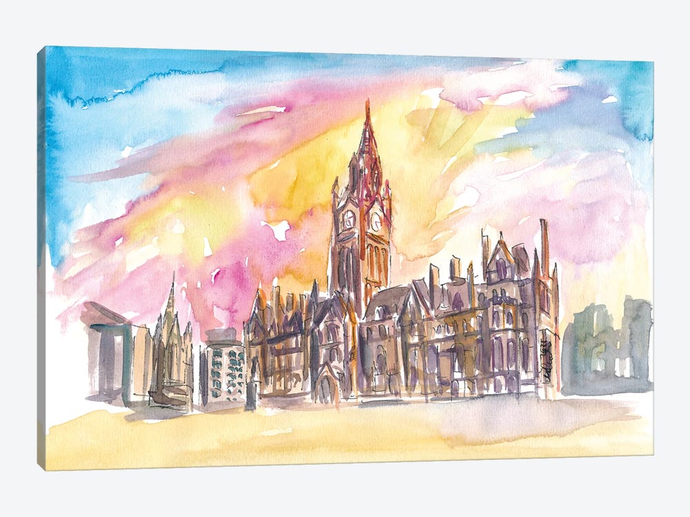 Manchester England Town Hall In Warm Sunlight by Markus & Martina Bleichner 1-piece Art Print