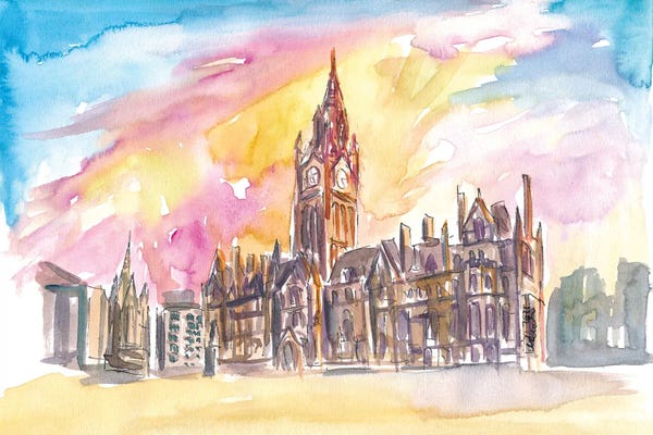 Manchester: Manchester England Town Hall In Warm Sunlight by Markus & Martina Bleichner