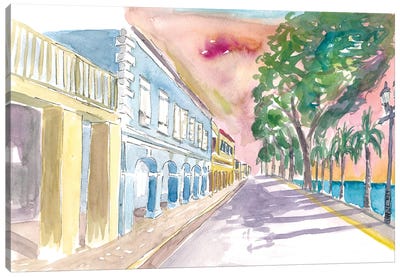 Frederiksted Us Virgin Islands Colonial Promenade At Sunset St Croix Canvas Art Print - Caribbean Art