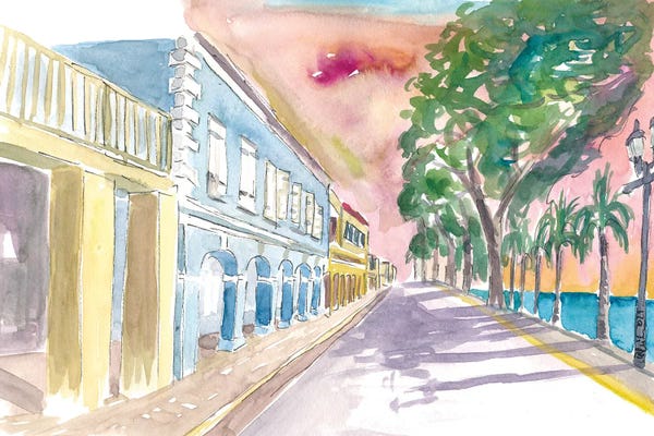 Markus & Martina Bleichner: Frederiksted Us Virgin Islands Colonial Promenade At Sunset St Croix by Markus & Martina Bleichner