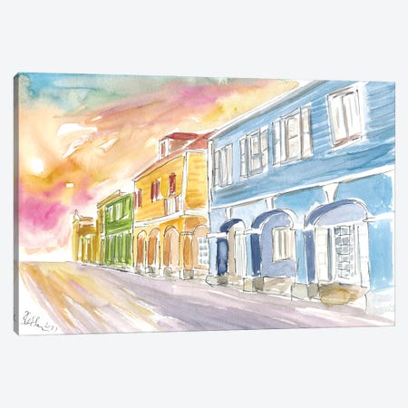 Christiansted Us Virgin Islands Colonial Street Scene At Sunset St Croix Canvas Print #MMB482} by Markus & Martina Bleichner Canvas Print