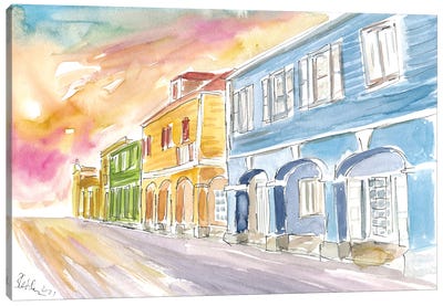 Christiansted Us Virgin Islands Colonial Street Scene At Sunset St Croix Canvas Art Print - US Virgin Islands