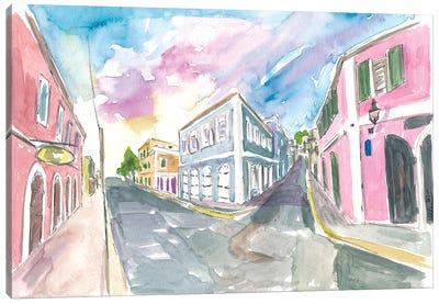 Charlotte Amalie St Thomas Us Virgin Islands Romantic Colonial Street Scene Canvas Art Print - Markus & Martina Bleichner