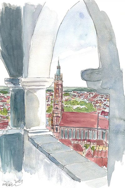 Landshut View From Trausnitz Soeller Terrace With St Martin by Markus & Martina Bleichner multi panel art