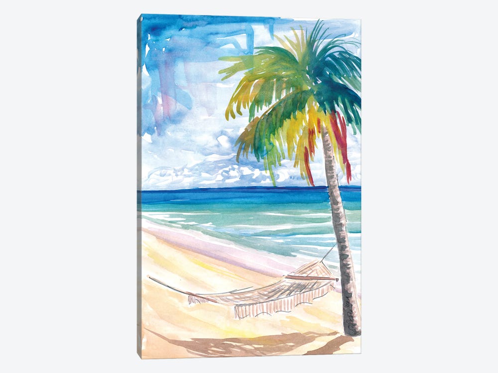 Hammock Palm Turquoise Sea At Lonely Caribbean Beach by Markus & Martina Bleichner 1-piece Art Print