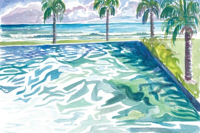 Infinity Pool With Tropical Seaview And Waves by Markus & Martina Bleichner framed canvas print