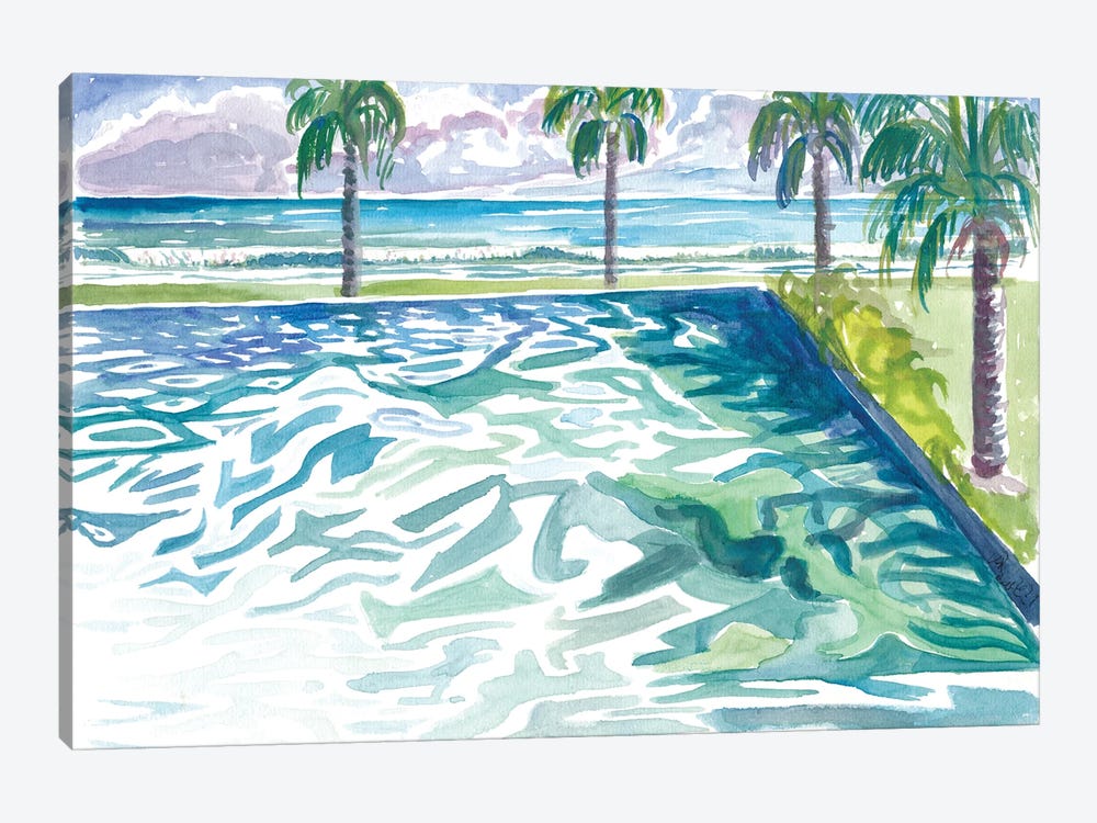 Infinity Pool With Tropical Seaview And Waves by Markus & Martina Bleichner 1-piece Canvas Wall Art