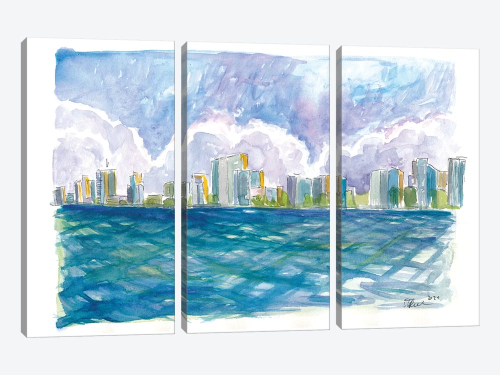 West Palm Beach Florida View From Sea by Markus & Martina Bleichner 3-piece Canvas Print