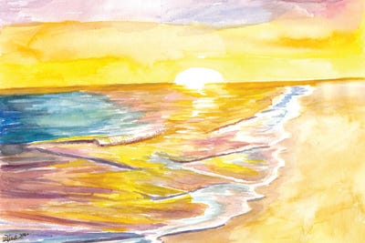 Golden Caribbean Sun Bathing In The Sea by Markus & Martina Bleichner metal wall art