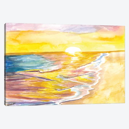 Golden Caribbean Sun Bathing In The Sea Canvas Print #MMB498} by Markus & Martina Bleichner Canvas Wall Art
