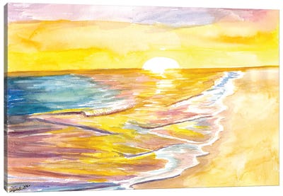 Golden Caribbean Sun Bathing In The Sea Canvas Art Print - Markus & Martina Bleichner
