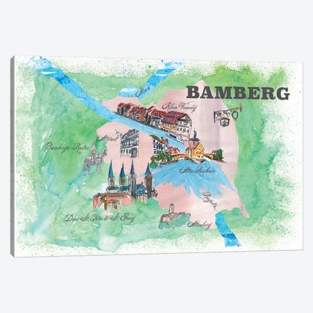 Bamberg, Germany Travel Poster Canvas Print #MMB4} by Markus & Martina Bleichner Canvas Art