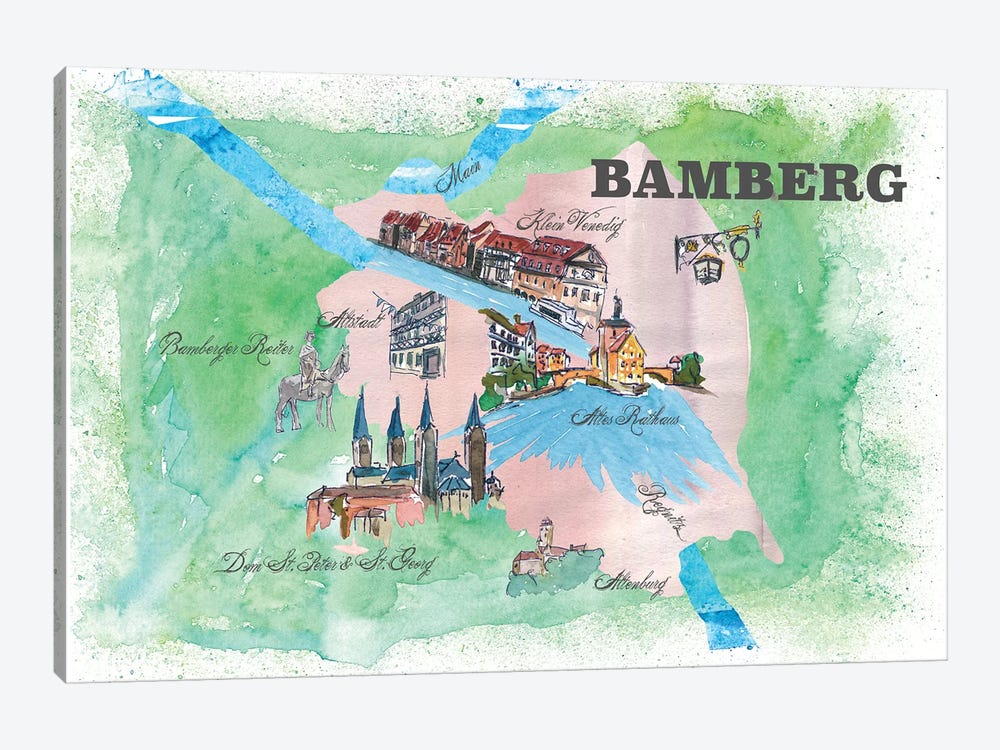 Bamberg, Germany Travel Poster by Markus & Martina Bleichner 1-piece Canvas Art Print