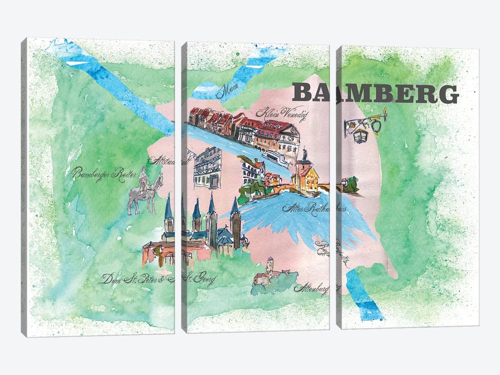 Bamberg, Germany Travel Poster by Markus & Martina Bleichner 3-piece Art Print