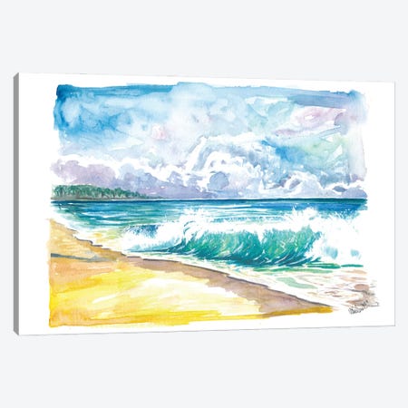 Seven Mile Beach Grand Cayman With Turquoise Waves Canvas Print #MMB500} by Markus & Martina Bleichner Canvas Art