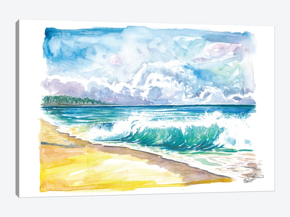 Seven Mile Beach Grand Cayman With Turquoise Waves by Markus & Martina Bleichner 1-piece Canvas Art Print
