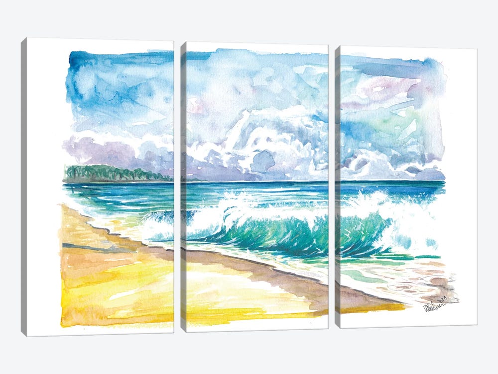 Seven Mile Beach Grand Cayman With Turquoise Waves by Markus & Martina Bleichner 3-piece Art Print