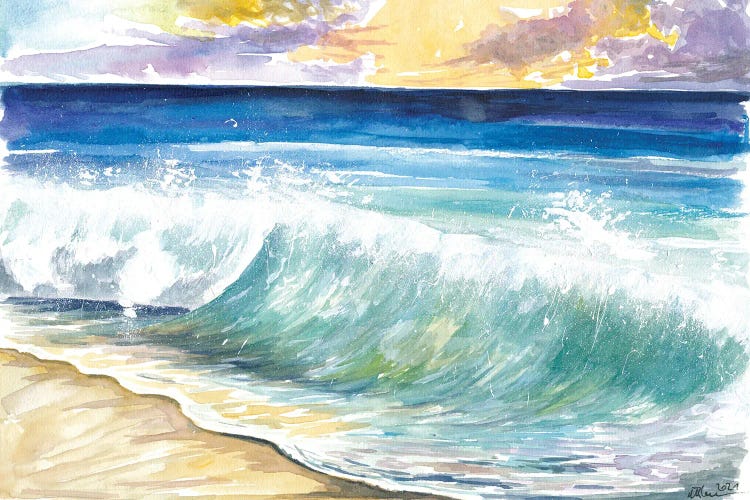 Breaking Eastern Caribbean Waves With Sunset On Antilles Island by Markus & Martina Bleichner wall art