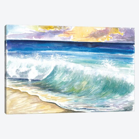 Breaking Eastern Caribbean Waves With Sunset On Antilles Island Canvas Print #MMB504} by Markus & Martina Bleichner Art Print