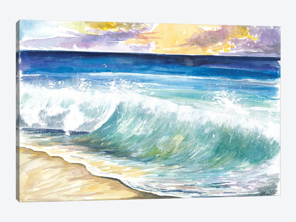 Breaking Eastern Caribbean Waves With Sunset On Antilles Island by Markus & Martina Bleichner 1-piece Art Print