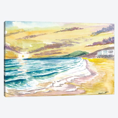 Malibu Sunset With Ocean Waves Canvas Print #MMB507} by Markus & Martina Bleichner Art Print