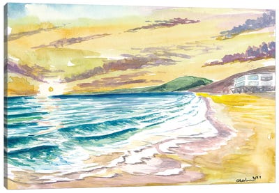 Malibu Sunset With Ocean Waves Canvas Art Print - Malibu