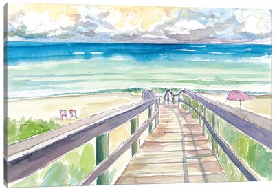 Florida Beach Walk Quiet Afternoon Canvas Art Print - Trail, Path & Road Art