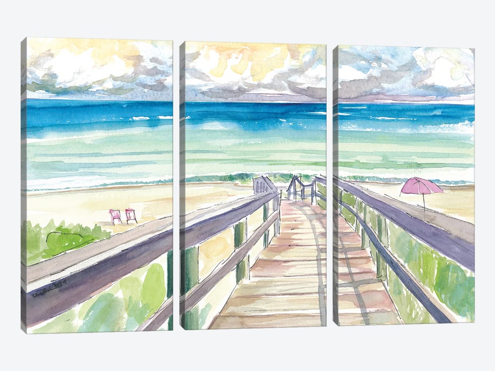 Florida Beach Walk Quiet Afternoon by Markus & Martina Bleichner 3-piece Canvas Print
