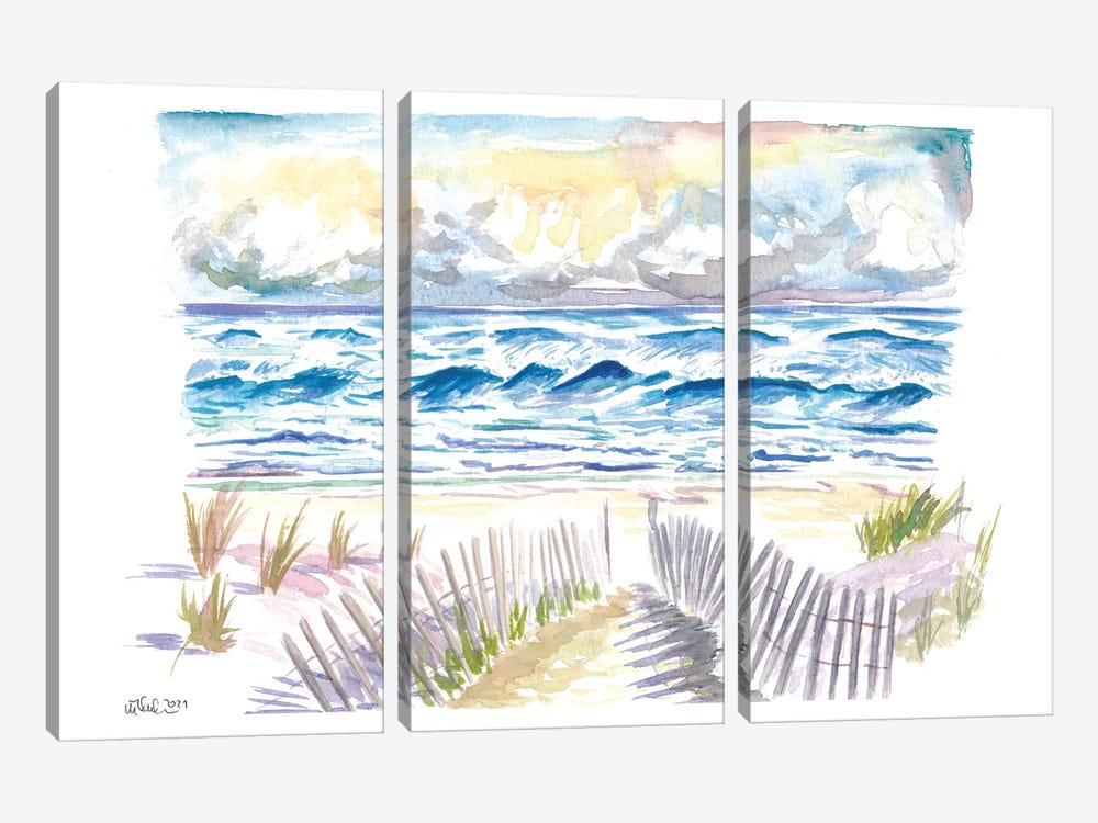 Hamptons Style In Coopers Beach And Dunes Southampton by Markus & Martina Bleichner 3-piece Canvas Art