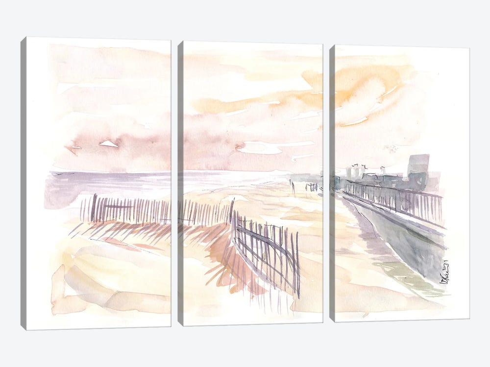 Rockaway Beach In Queens New York by Markus & Martina Bleichner 3-piece Art Print