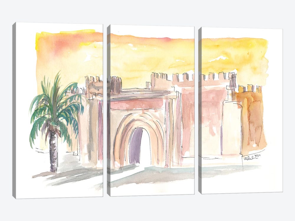 Taroudannt Old Town Gate Morocco by Markus & Martina Bleichner 3-piece Canvas Artwork
