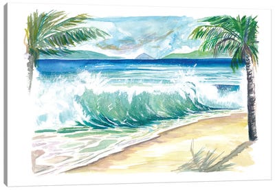 Magens Bay St Thomas Dream Beach With Waves Canvas Art Print - Tropical Beach Art