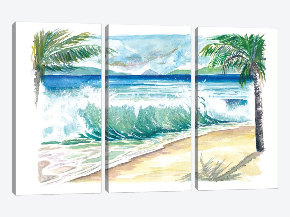 Magens Bay St Thomas Dream Beach With Waves by Markus & Martina Bleichner 3-piece Canvas Art Print